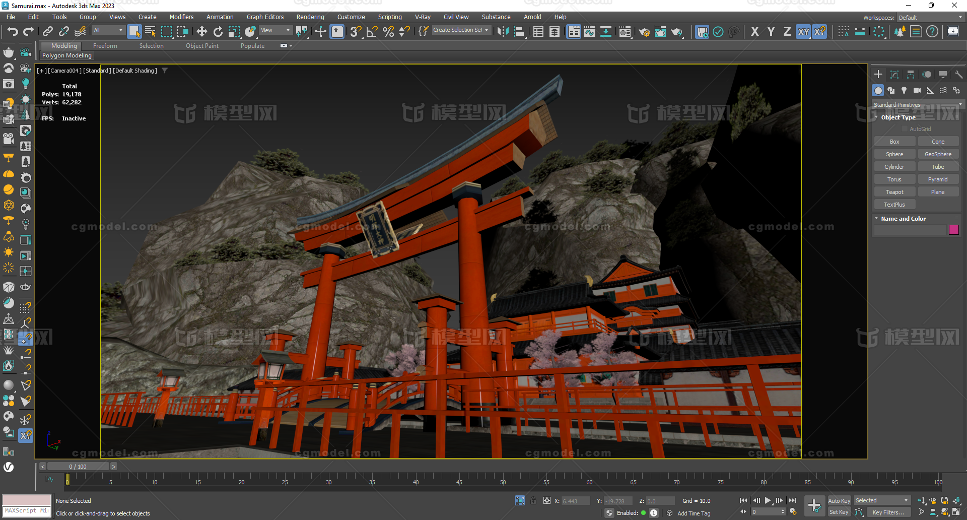 日本武士古风建筑场景 古代风格建筑模型-古代场景模型库-3ds Max(.max)模型下载-cg模型网