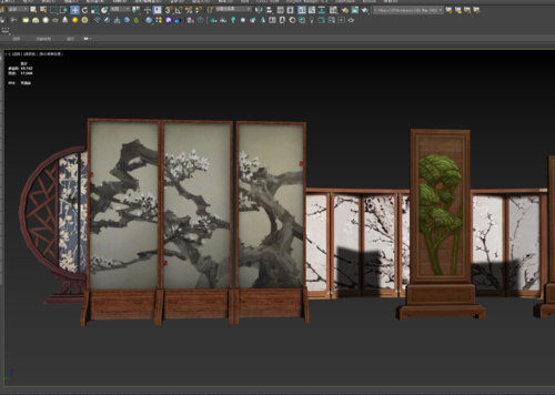 古风屏风模型 古代屏风模型-场景部件模型库-FBX(.fbx)模型下载-cg模型网