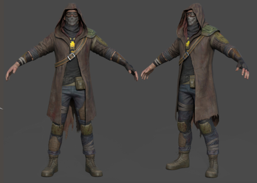 pbr次世代 废土风 强壮 男性角色游戏模型 弓箭手 猎人 带zb 高模 sp