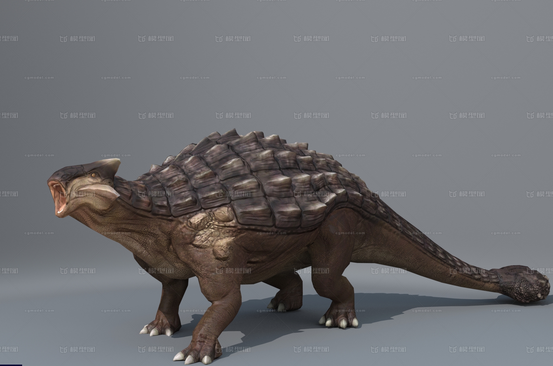 (有动画)写实甲龙 两只甲龙模型-恐龙模型库-Maya(.ma/.mb)模型下载-cg模型网