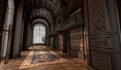 城堡内部和内部庭院 图书馆内部模型-现代场景模型库-3ds Max(.max)模型下载-cg模型网