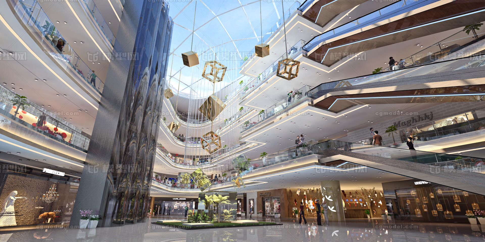 商业内部中庭 商场内部模型-现代场景模型库-3ds Max(.max)模型下载-cg模型网