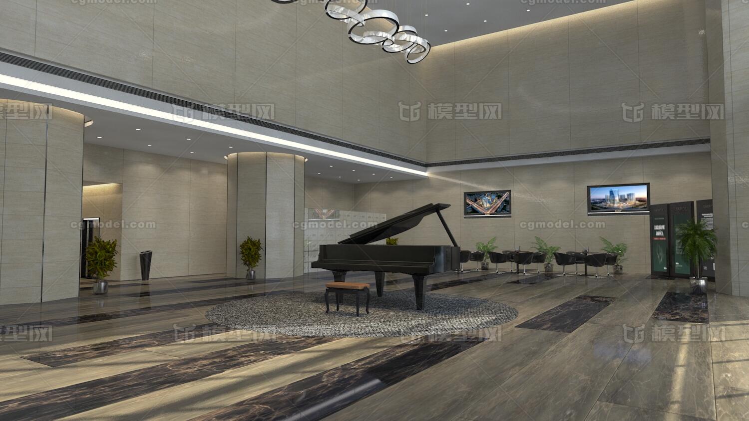 酒店大厅 酒店大堂 饭店大厅 模型-现代场景模型库-3ds Max(.max)模型下载-cg模型网