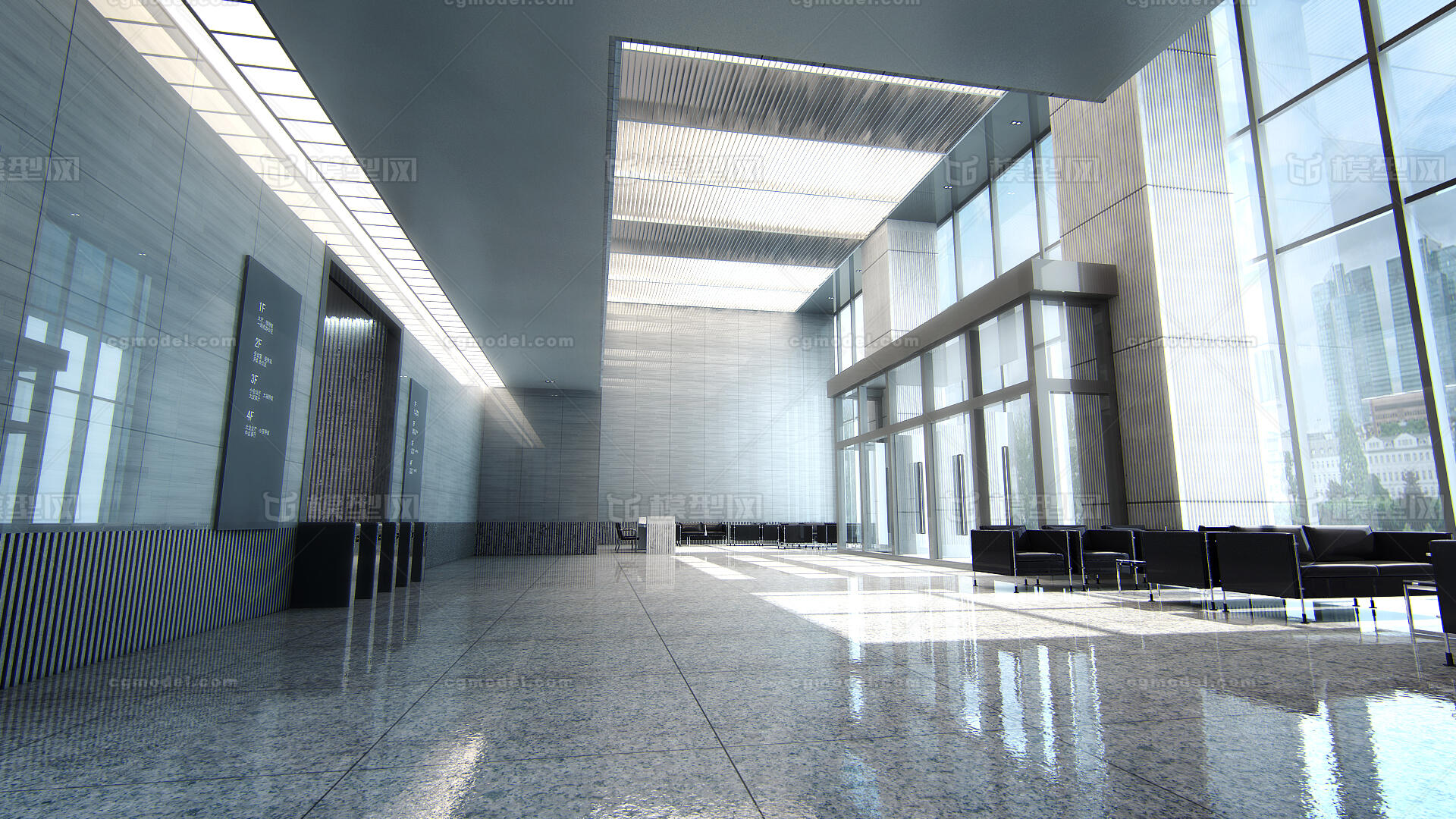 酒店大厅 酒店大堂模型-现代场景模型库-3ds Max(.max)模型下载-cg模型网