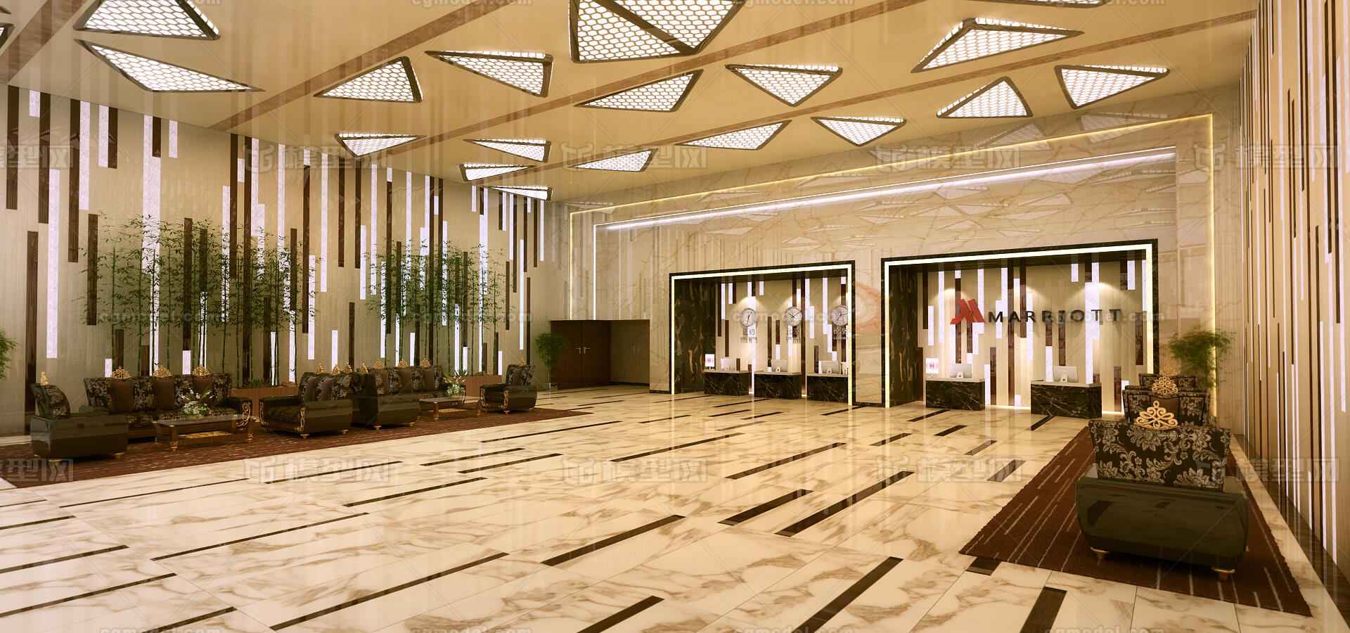 酒店大厅 酒店大堂模型-现代场景模型库-3ds Max(.max)模型下载-cg模型网