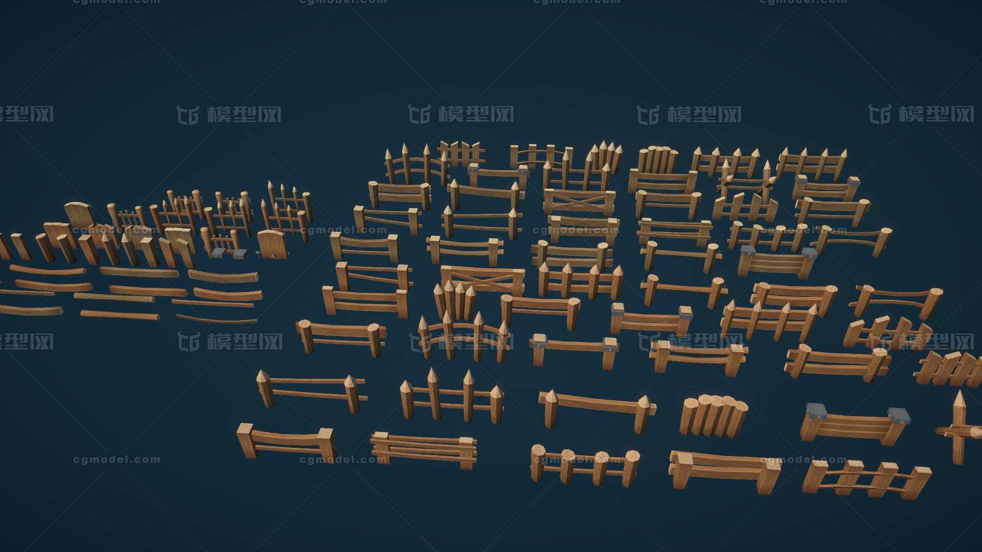 风格化木栅栏模型-场景部件模型库-FBX(.fbx)模型下载-cg模型网