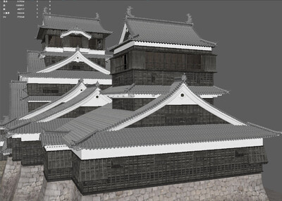 日本古建筑 日本战国时期城池 日本熊本城 城堡 写实模型模型-历史建筑模型库-Maya(.ma/.mb)模型下载-cg模型网