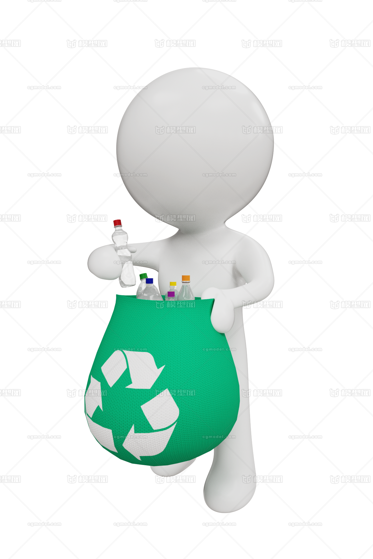白色小人拾白色垃圾环保行动主题C4D元素 卡通模型-广告场景模型库-Cinema 4D(.c4d)模型下载-cg模型网