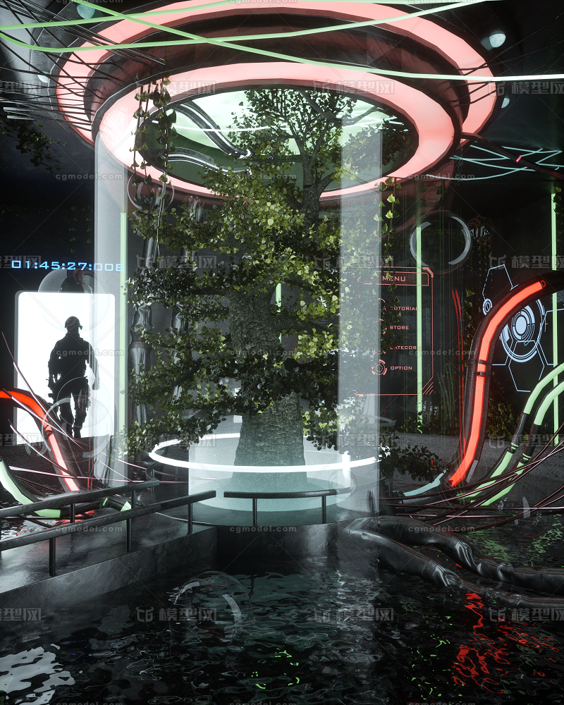 创意科幻未来风格室内场景模型-科幻场景模型库-Cinema 4D(.c4d)模型下载-cg模型网