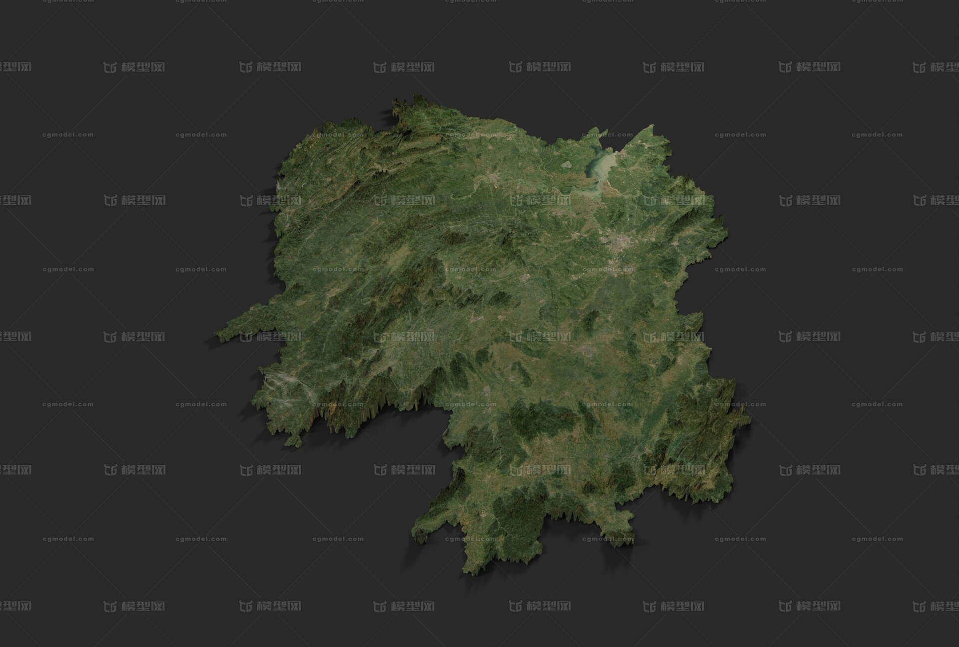 地图 湖南省高程地形地图模型-地形模型库-Blender(.blend)模型下载-cg模型网