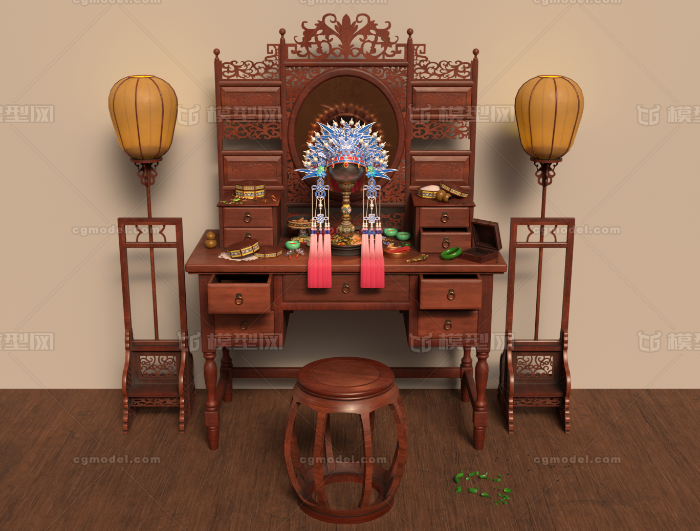 古代 木桌模型-家居装饰模型库-3ds Max(.max)模型下载-cg模型网