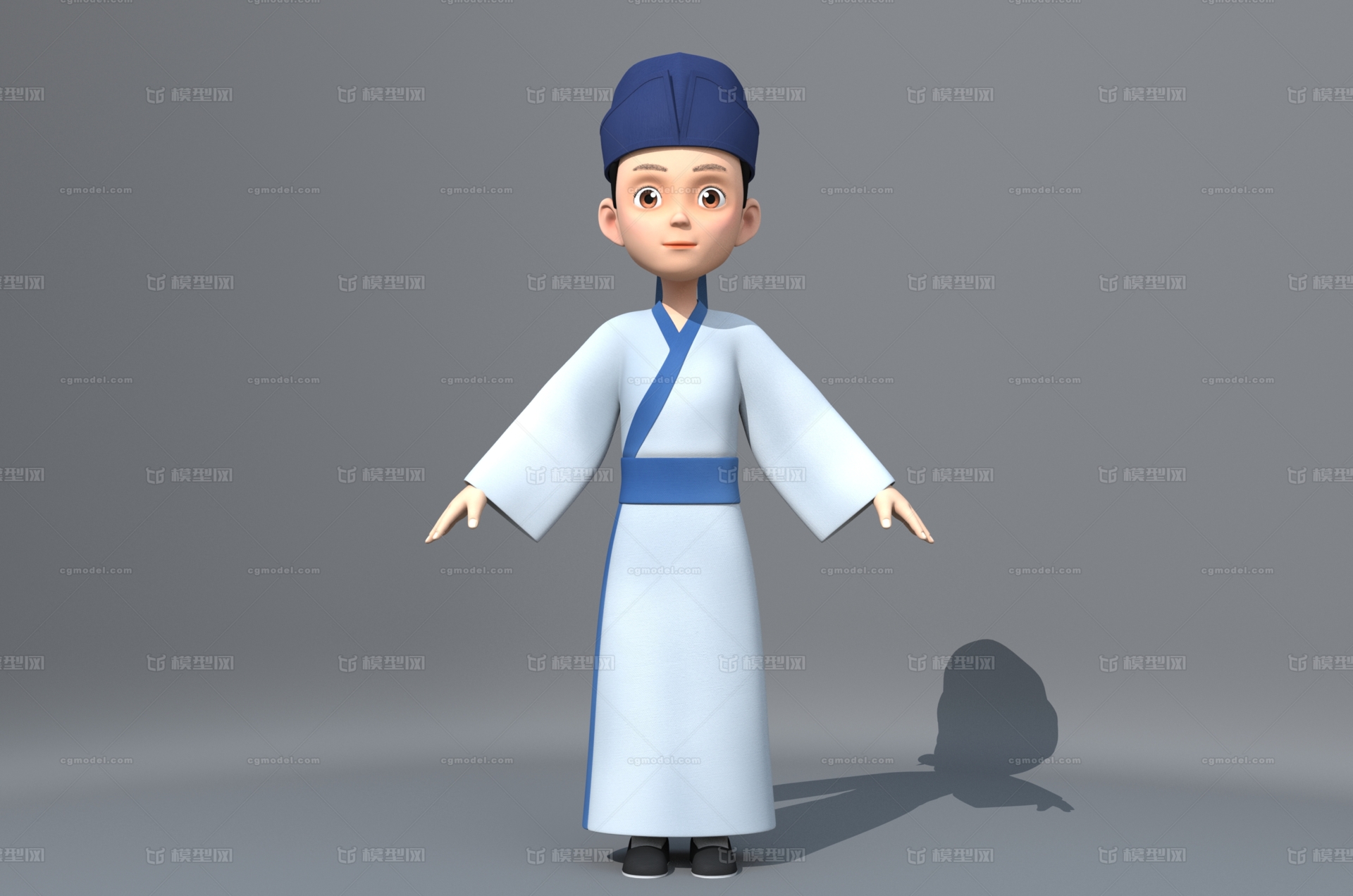 卡通书生 卡通人物模型-孩子-男模型库-Maya(.ma/.mb)模型下载-cg模型网