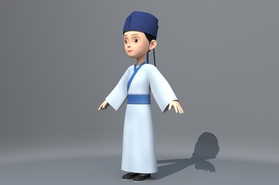 卡通书生 卡通人物模型-孩子-男模型库-Maya(.ma/.mb)模型下载-cg模型网