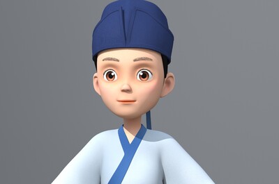 卡通书生 卡通人物模型-孩子-男模型库-Maya(.ma/.mb)模型下载-cg模型网