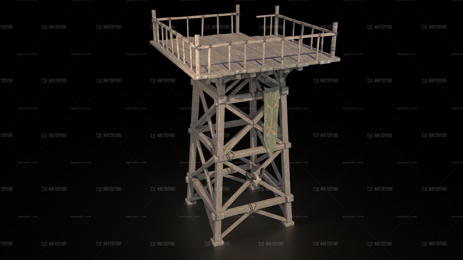 瞭望塔 瞭望台模型-古代场景模型库-3ds Max(.max)模型下载-cg模型网