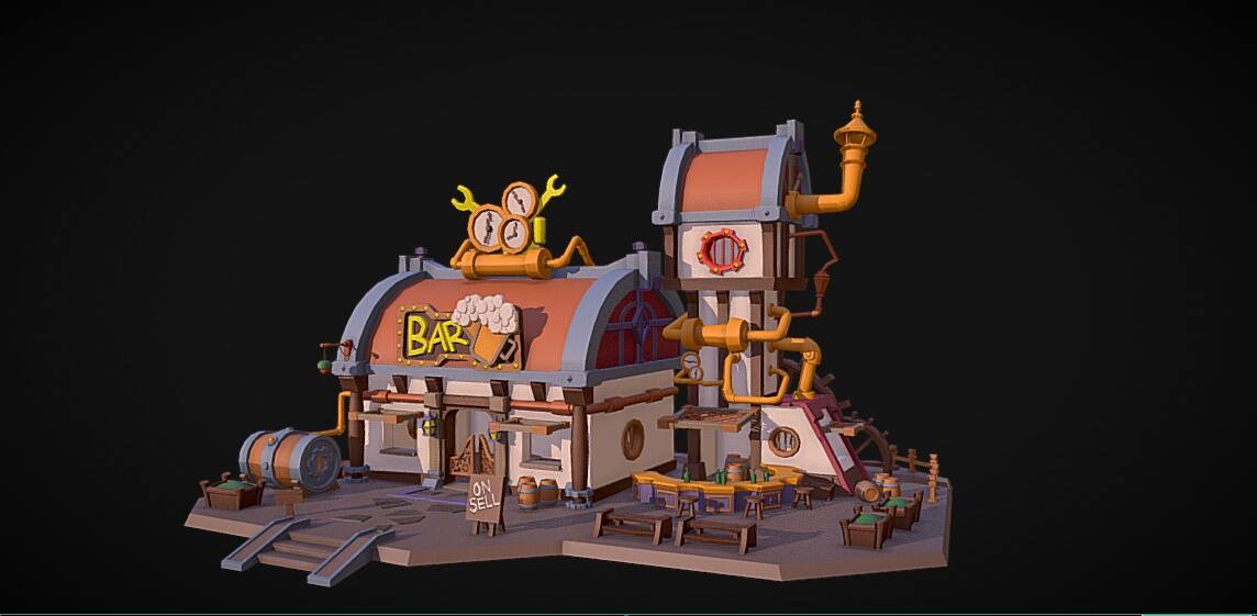 蒸汽朋克酒吧建筑模型电子图纸模型 - 场景/空间/建筑 - 作品模型 - CG模型网