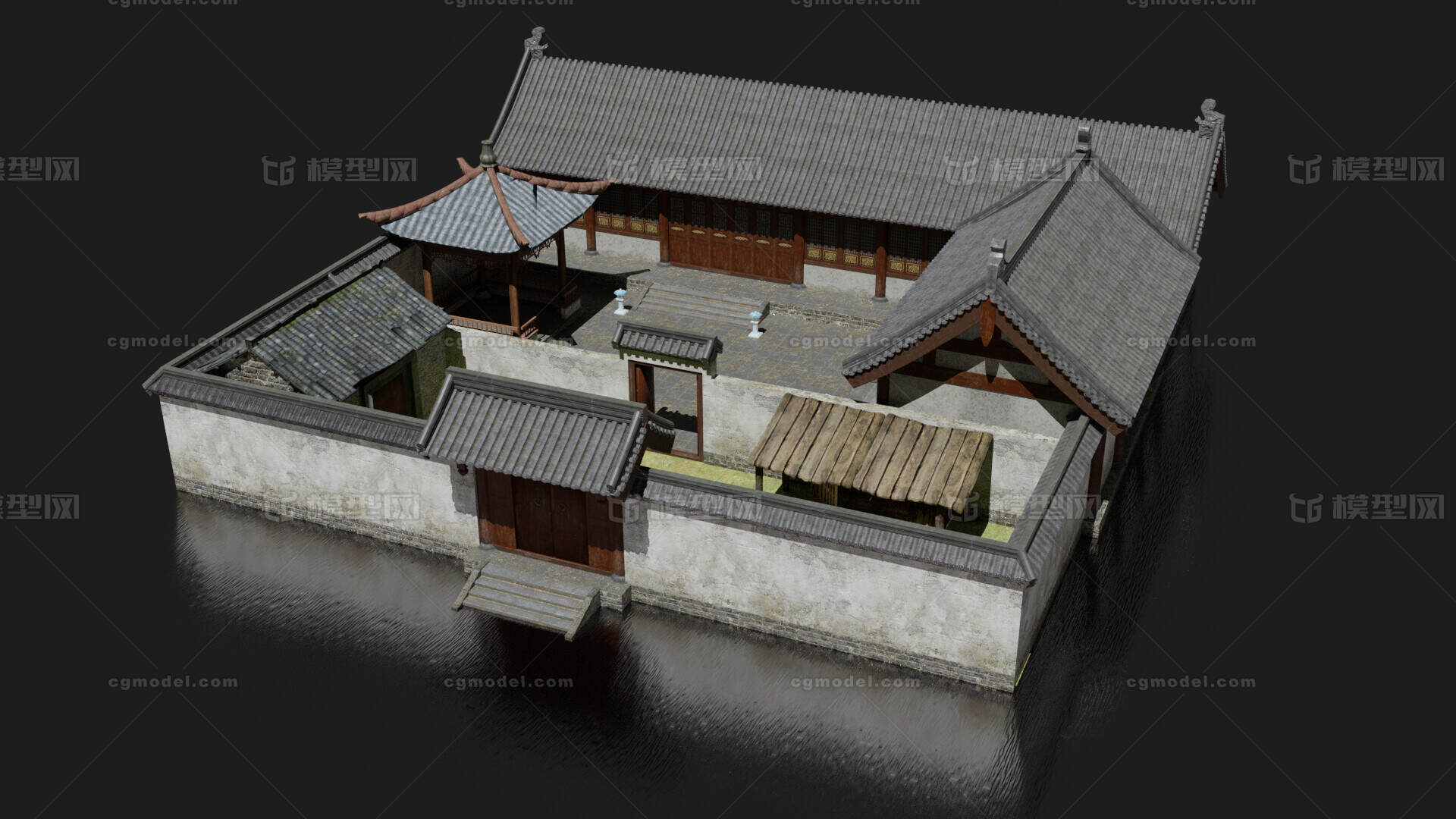 PBR古代建筑 古代民房模型-古代场景模型库-FBX(.fbx)模型下载-cg模型网