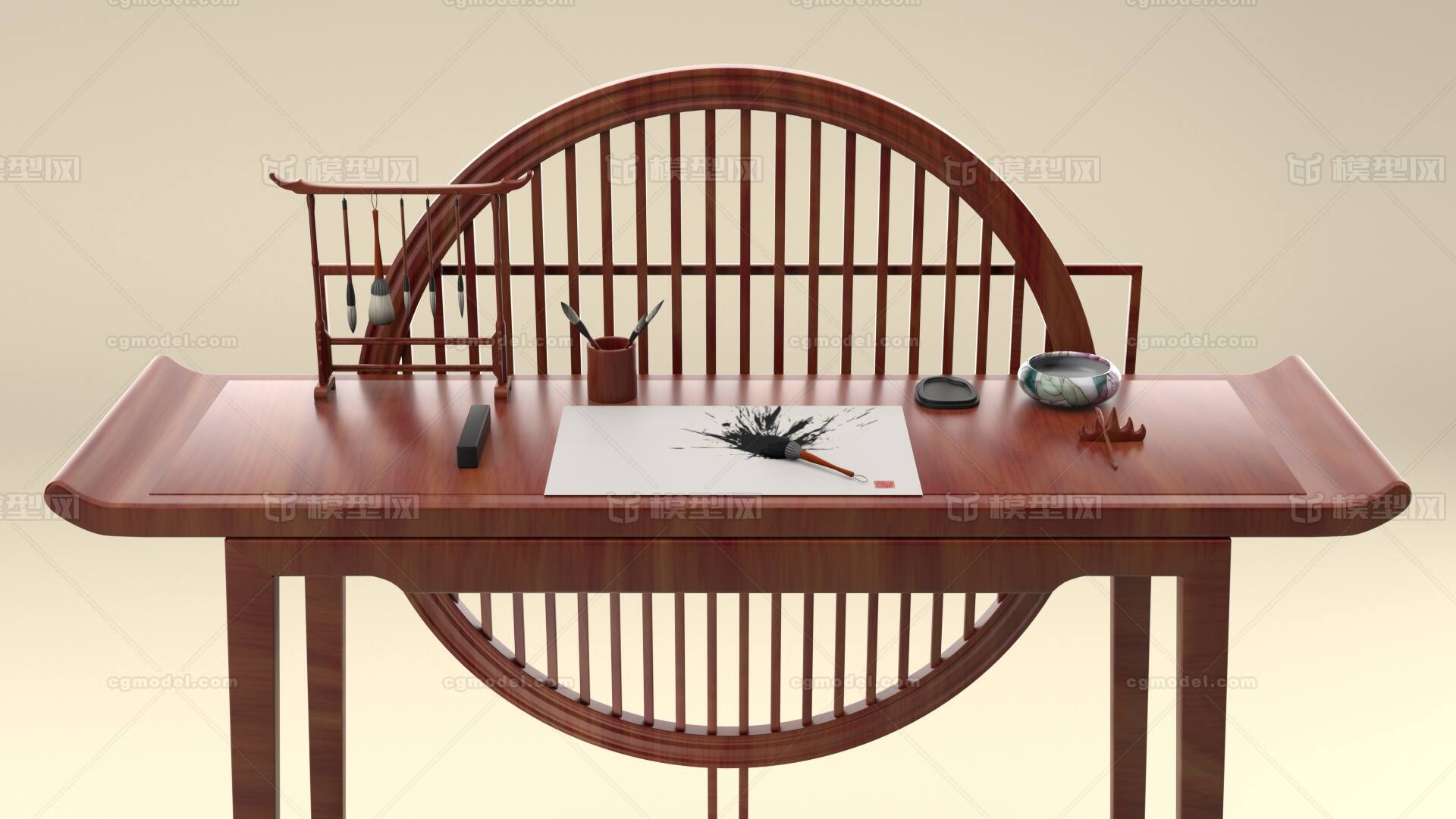 【中式书法茶桌椅3d模型】建E网_中式书法茶桌椅3d模型下载[ID:107172361]_打造3d中式书法茶桌椅模型免费下载平台