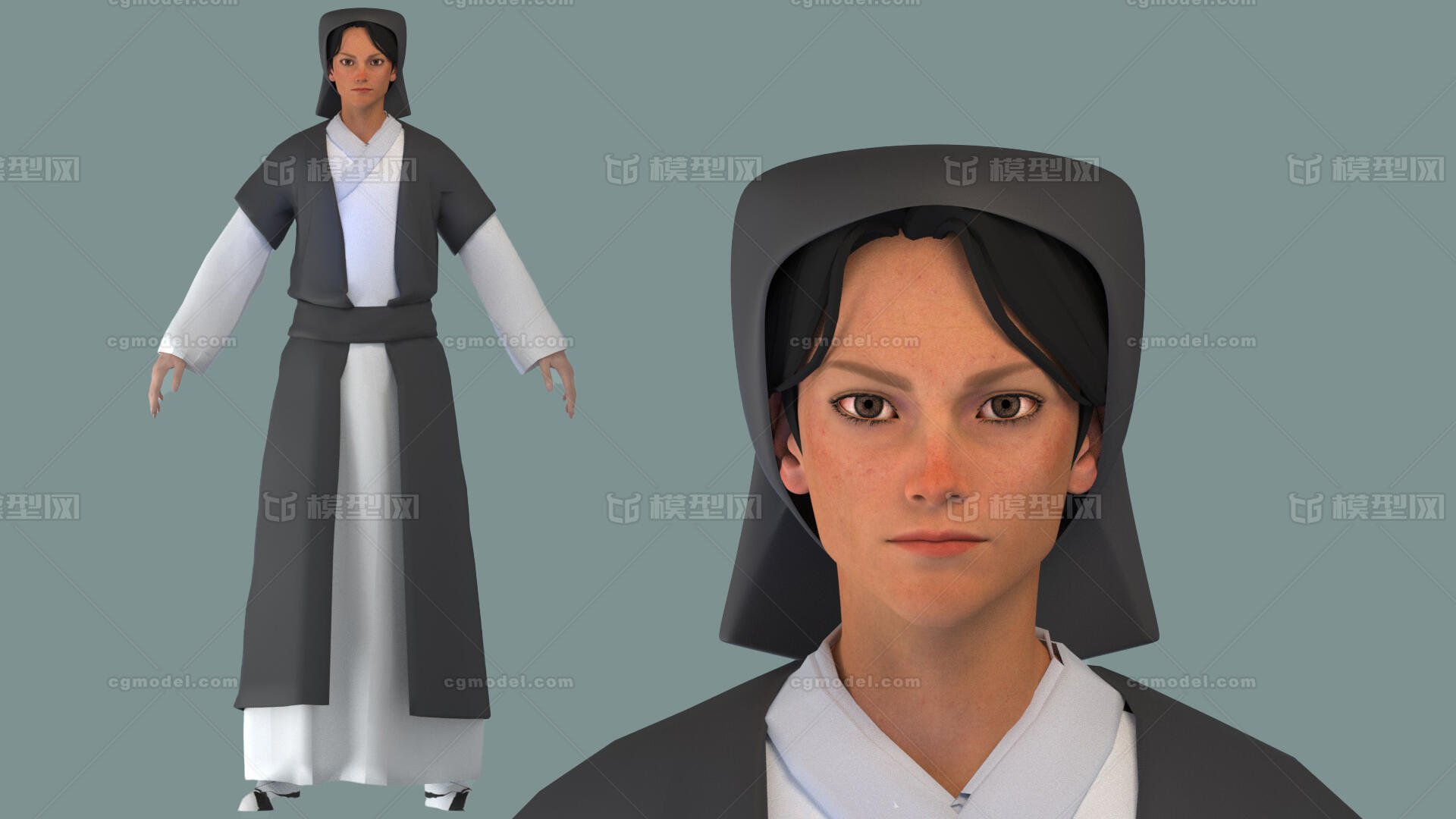 古代书生 儒生模型-男人模型库-Cinema 4D(.c4d)模型下载-cg模型网
