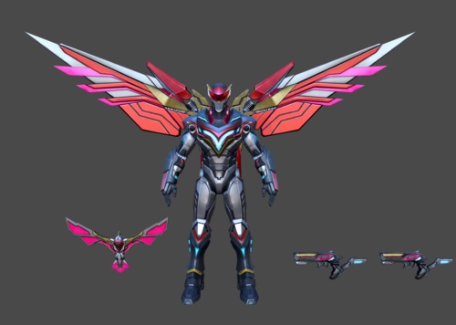 机甲猎鹰,pbr 科幻 机甲战士,写实 mech  飞鹰战甲