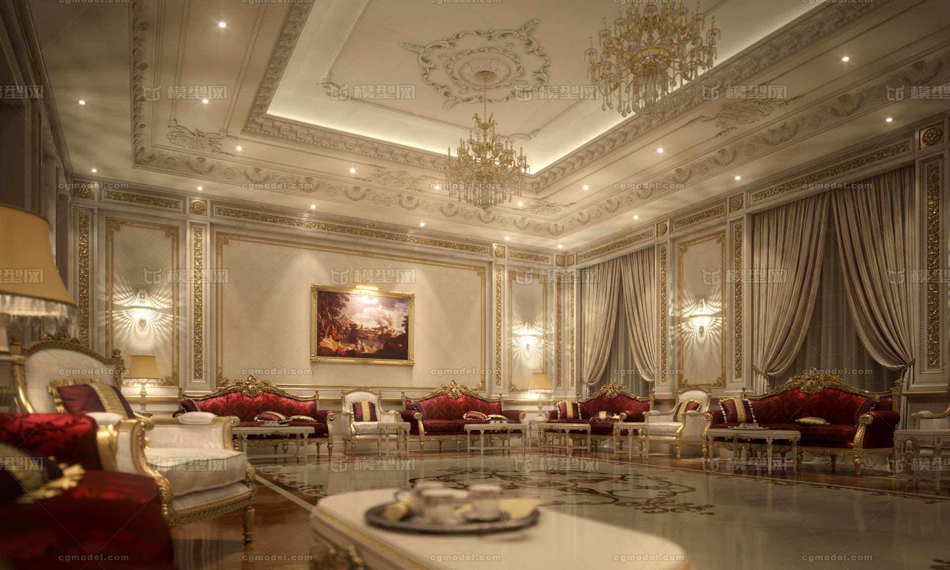 皇家客厅 休息室模型-现代场景模型库-3ds Max(.max)模型下载-cg模型网