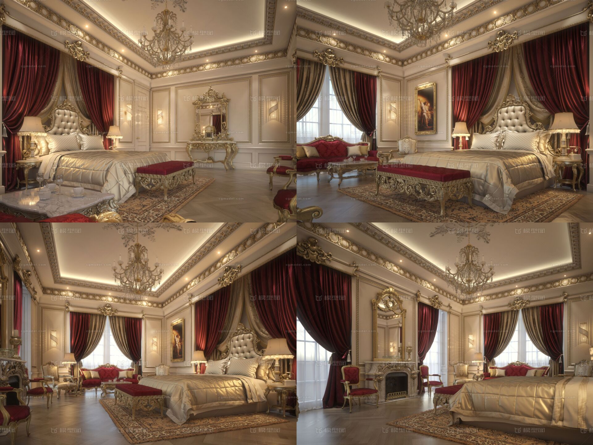 豪华卧室 主卧模型-现代场景模型库-3ds Max(.max)模型下载-cg模型网