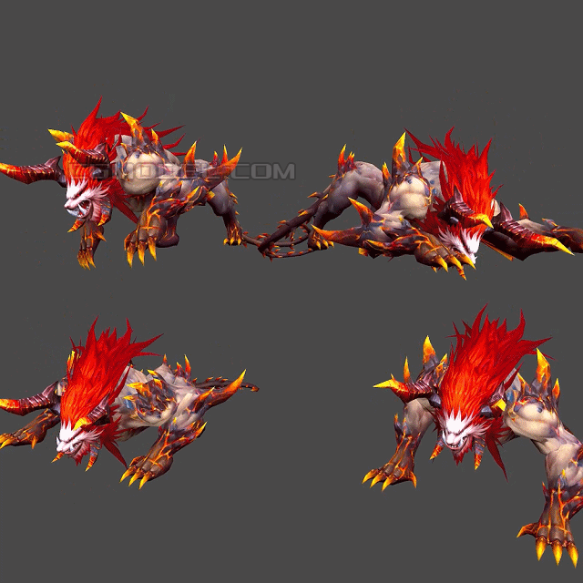 赤炎金猊兽 带动画上古凶兽 赤炎魔浪monster模型 神话类模型库 Fbx Fbx 模型下载 Cg模型网