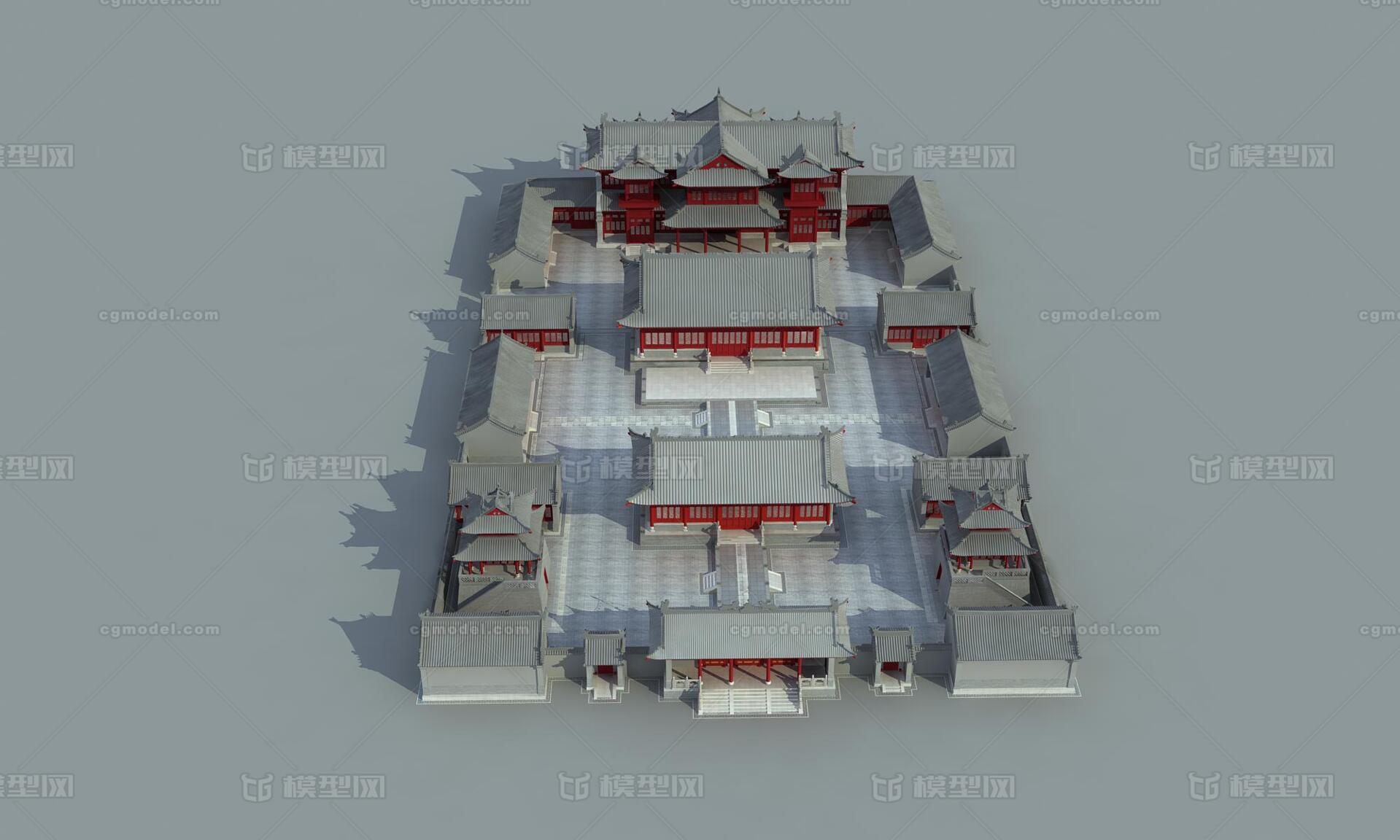 文殊寺古建模型模型-历史建筑模型库-3ds Max(.max)模型下载-cg模型网