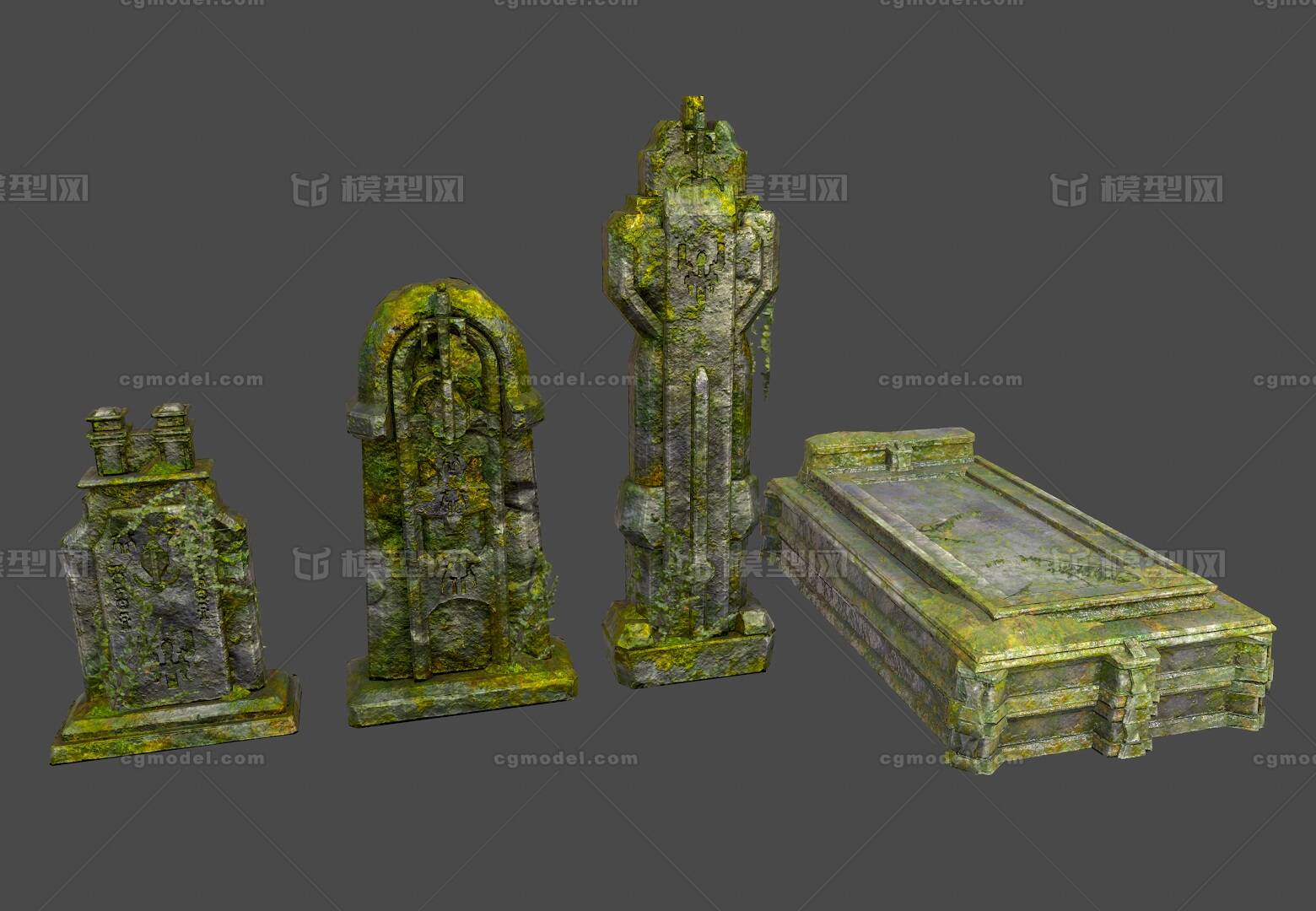 次时代低模 石墓碑模型-自然场景模型库-3ds Max(.max)模型下载-cg模型网