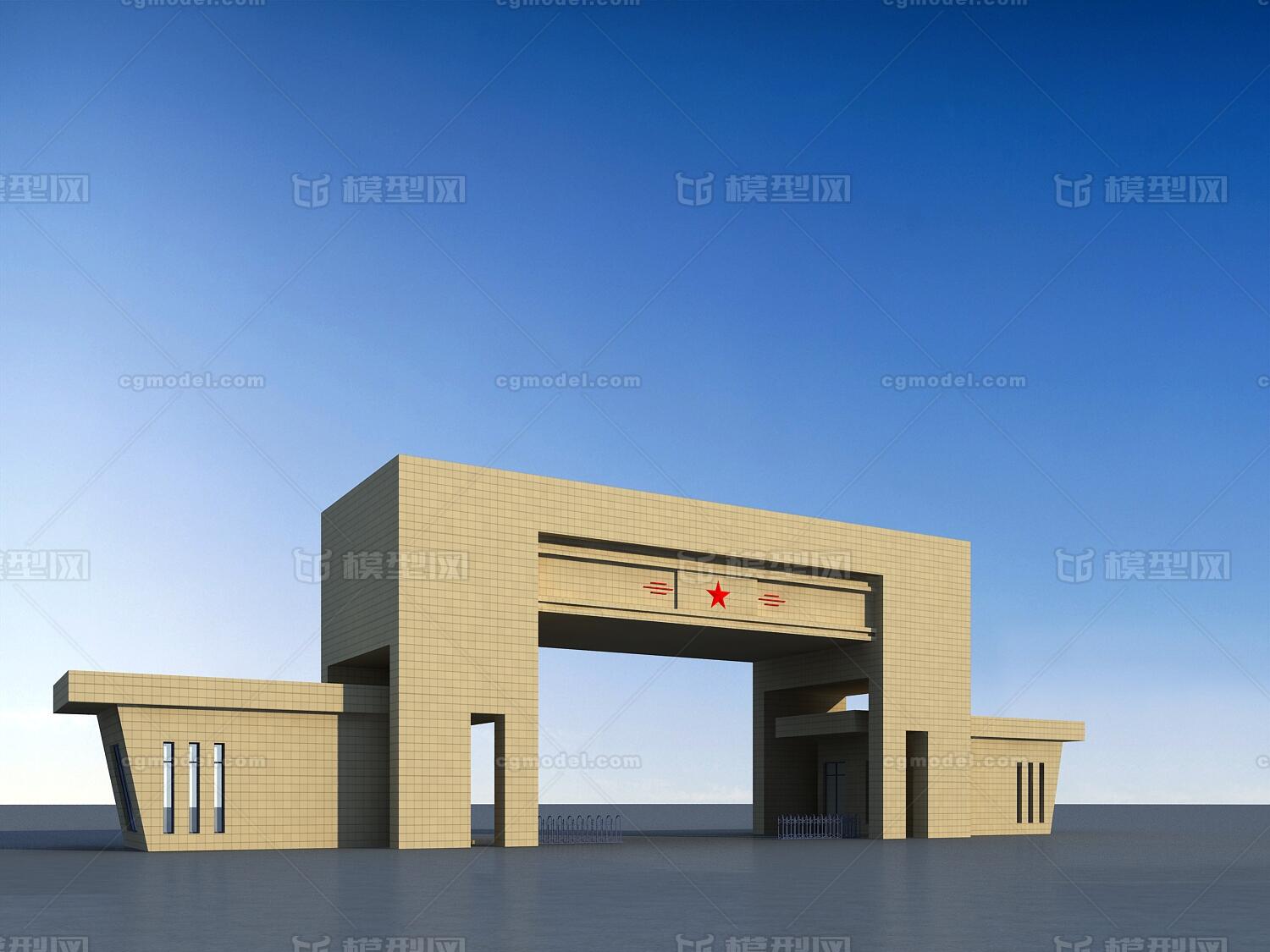 军区大门 入口模型-商业办公模型库-3ds Max(.max)模型下载-cg模型网