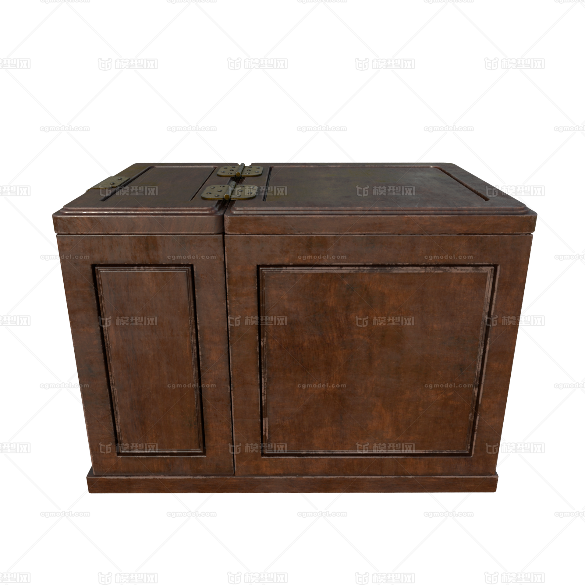 箱子宝箱木箱锁双层箱子复古木箱古代木箱古代家具模型-其他模型库-FBX 
