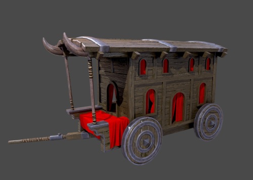西域 商队篷车, 写实 中国风 马车,次世代  古代 木车,  畜力车