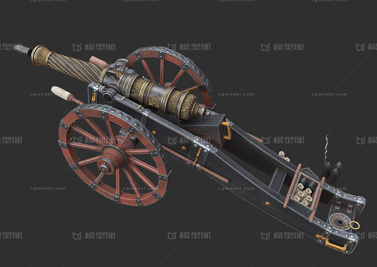 重型火炮 古代大炮模型-火炮器械模型库-FBX(.fbx)模型下载-cg模型网