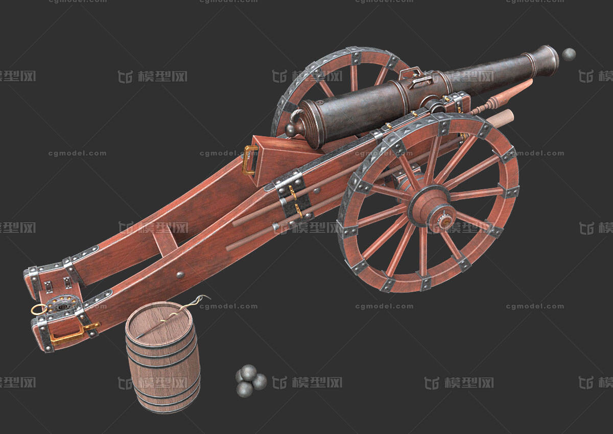 重型火炮 古代大炮模型-火炮器械模型库-FBX(.fbx)模型下载-cg模型网