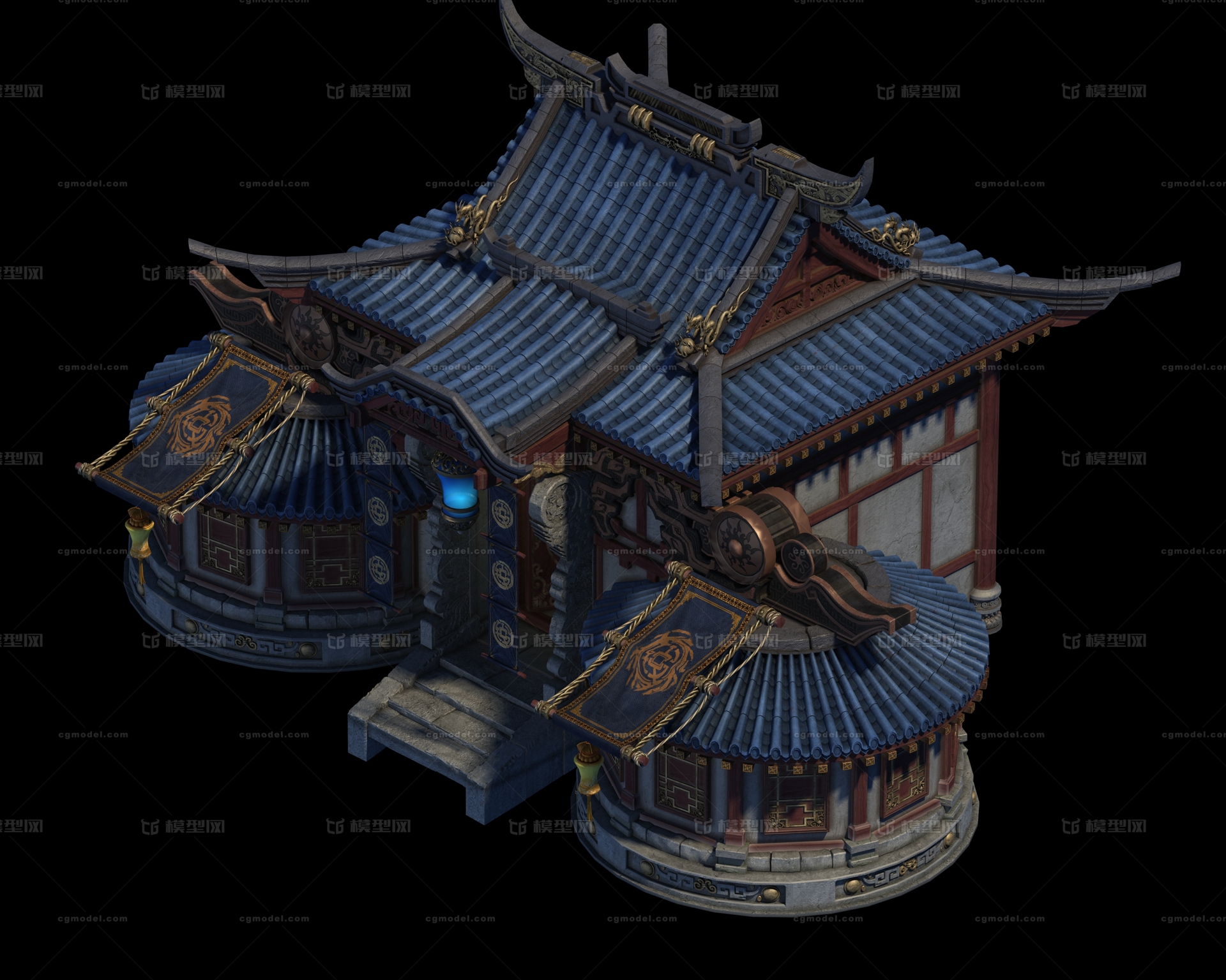 3转3游戏场景建筑 古代房子模型-古代场景模型库-3ds Max(.max)模型下载-cg模型网