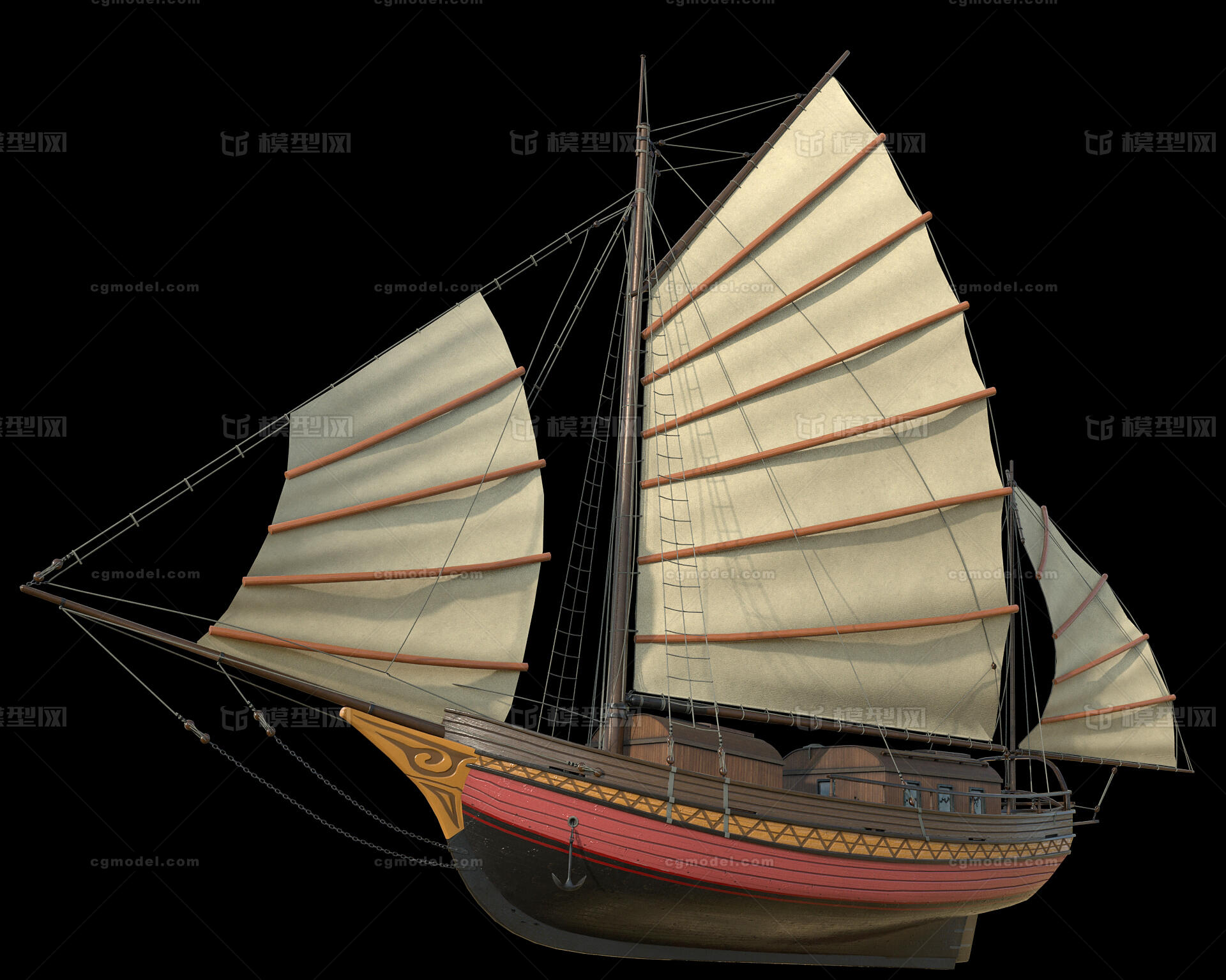 写实 pbr模型-古代船/仿古船模型库-FBX(.fbx)模型下载-cg模型网