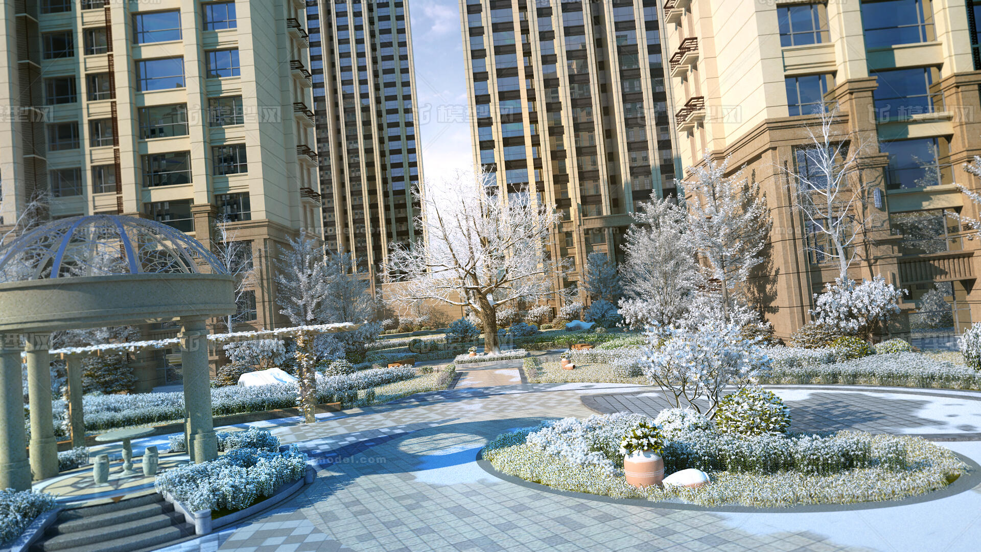 四季变化 建筑园林冬景别模型-现代场景模型库-3ds Max(.max)模型下载-cg模型网