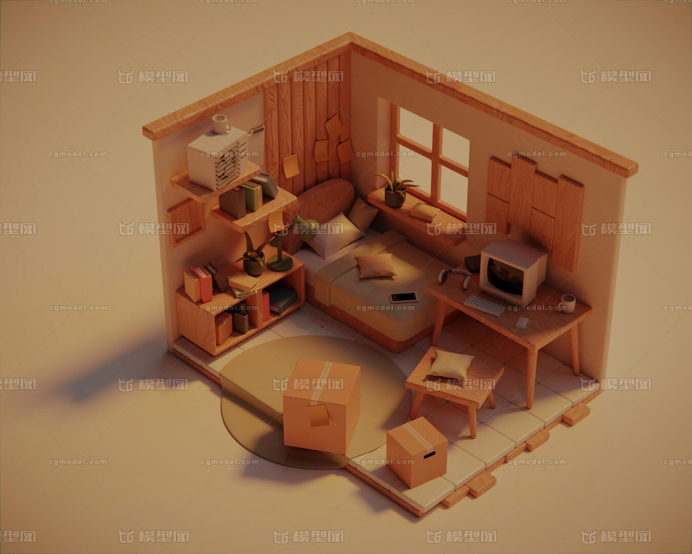 卡通卧室 现代模型-卧室模型库-Blender(.blend)模型下载-cg模型网