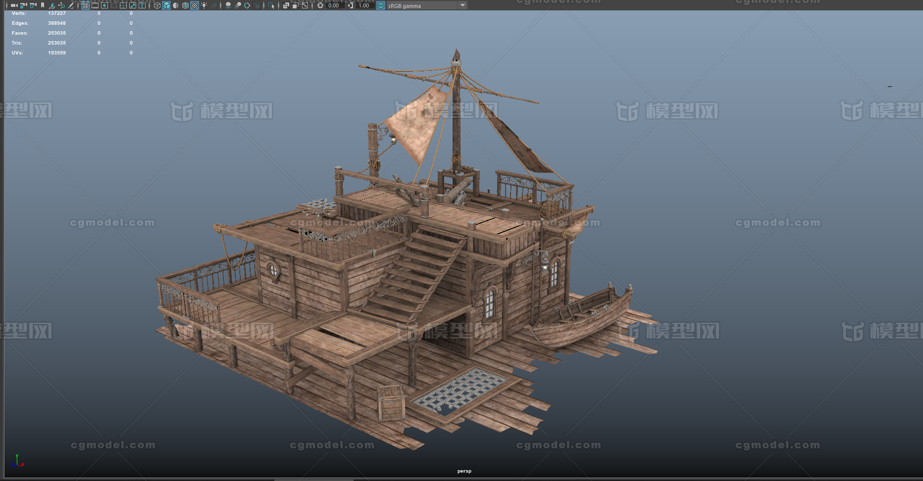 风格化木房 码头模型-古代场景模型库-FBX(.fbx)模型下载-cg模型网