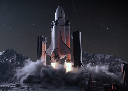 火箭发射 火箭上太空 太空 火箭喷射 火箭 火箭起飞 c4d科技