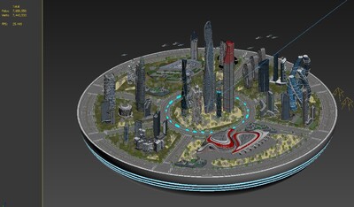 悬浮城市 科幻未来城市模型-科幻场景模型库-3ds Max(.max)模型下载-cg模型网
