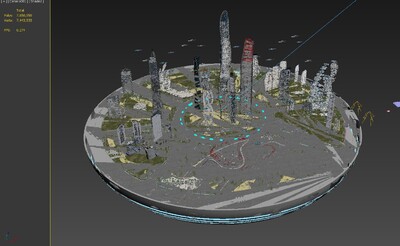 悬浮城市 科幻未来城市模型-科幻场景模型库-3ds Max(.max)模型下载-cg模型网