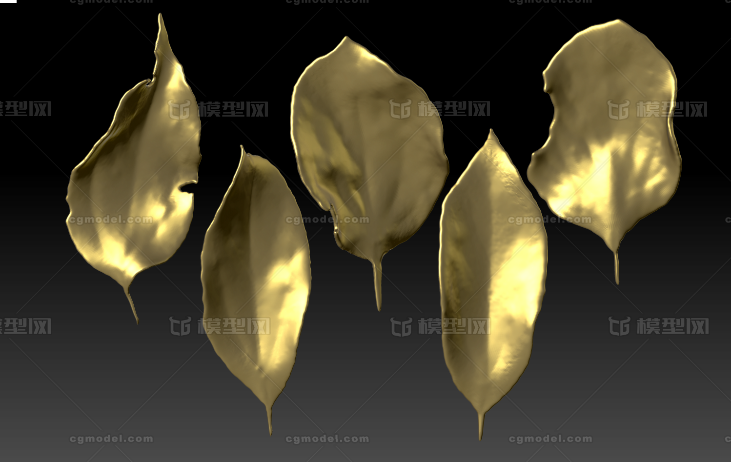 五款3D打印树叶文件 树叶纹理模型-树木模型库-OBJ(.obj/.mtl)模型下载-cg模型网