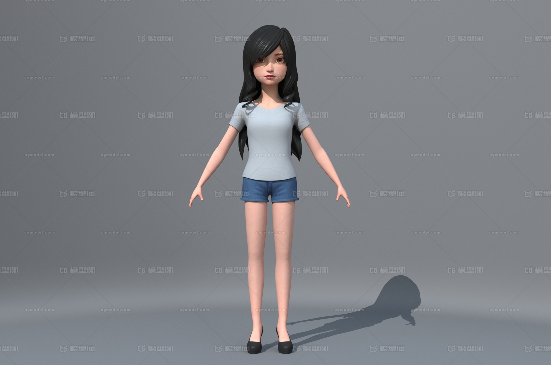 卡通女孩 女孩模型-女人模型库-Maya(.ma/.mb)模型下载-cg模型网