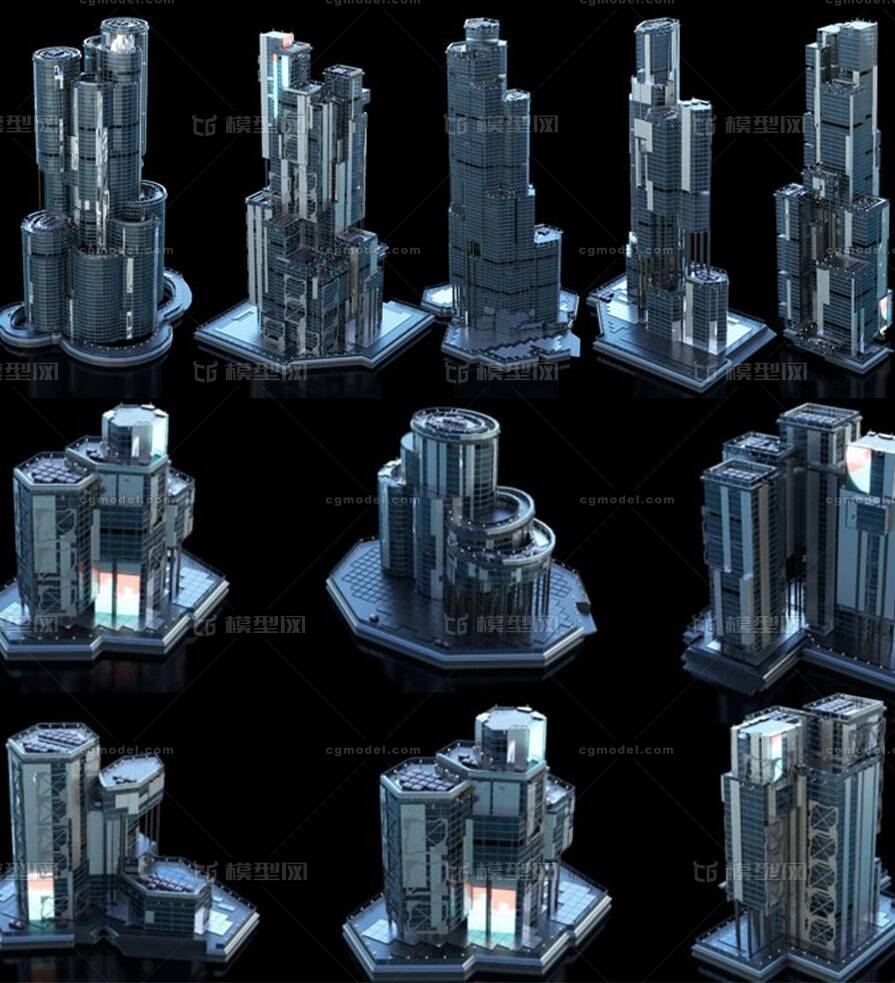 30个现代科幻城市 大楼建筑模型-科幻场景模型库-Cinema 4D(.c4d)模型下载-cg模型网