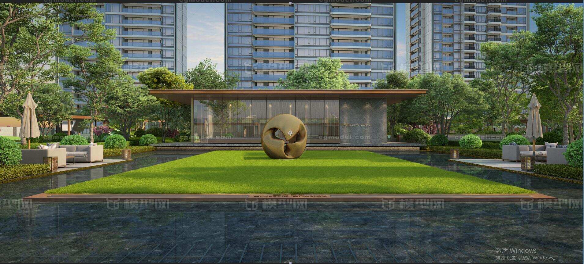 园林 园林景观模型-现代场景模型库-3ds Max(.max)模型下载-cg模型网