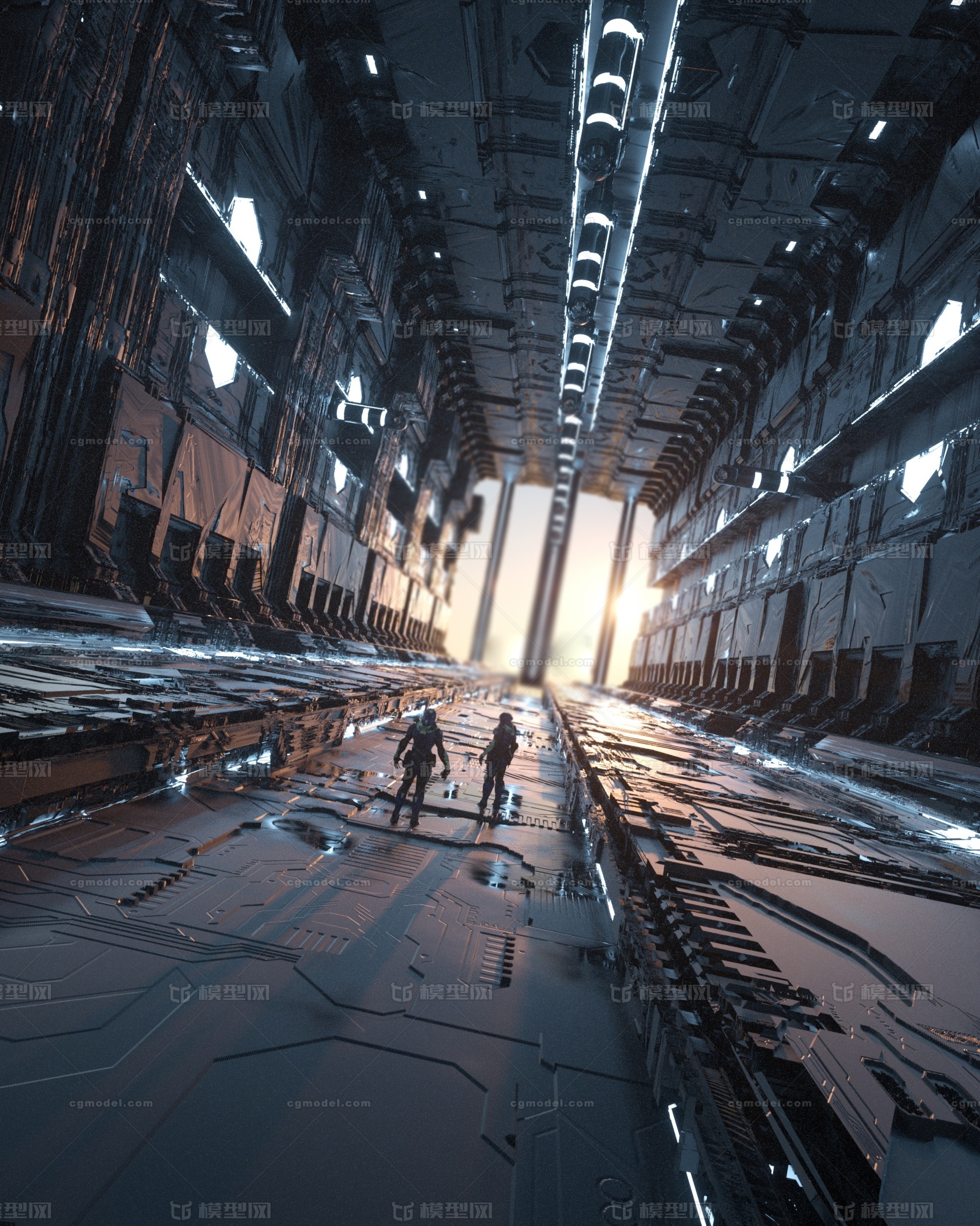 科幻场景工程宇宙飞船场景工程宇宙飞船模型科幻模型科技场景 (模型-科幻场景模型库-Cinema 4D(.c4d)模型下载-cg模型网
