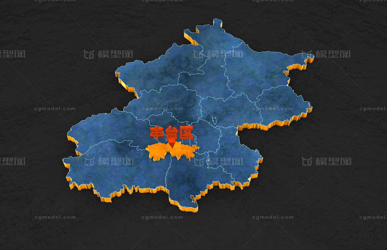 北京市丰台区三维3D地图模型模型-地形模型库-Cinema 4D(.c4d)模型下载-cg模型网