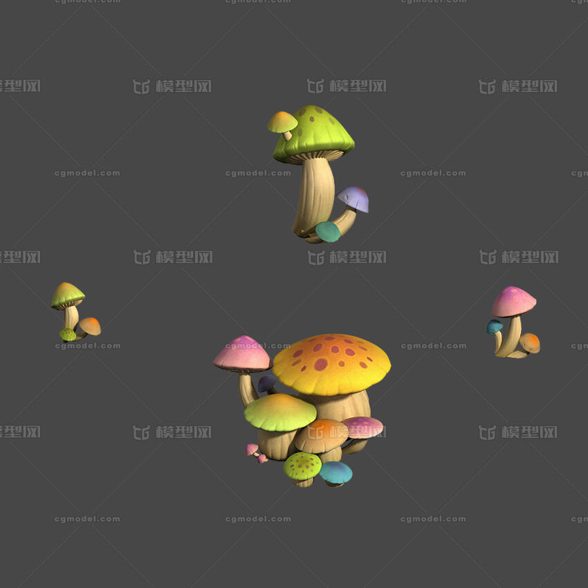 三渲二模型 蘑菇模型-草类模型库-3ds Max(.max)模型下载-cg模型网