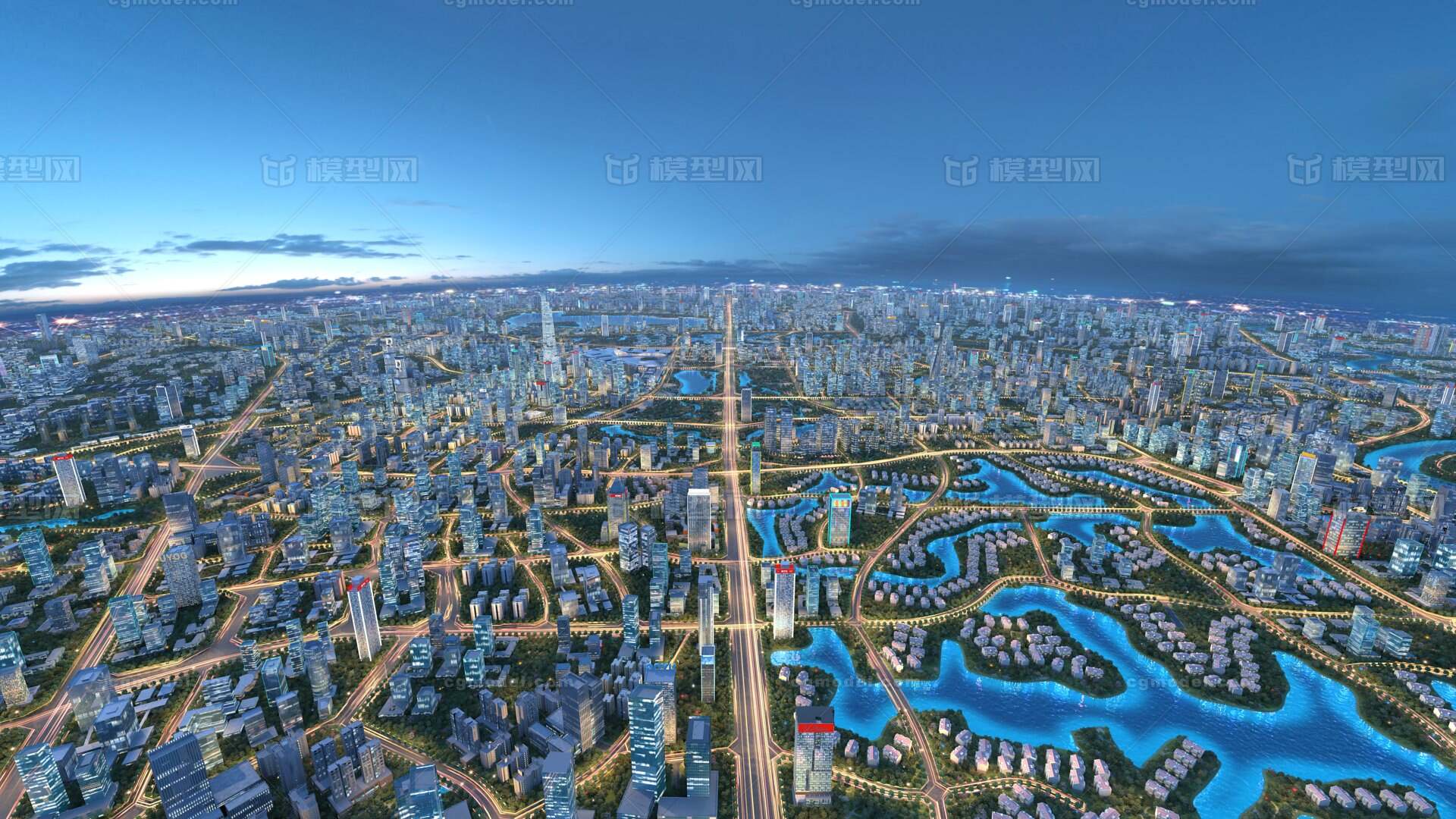 【T】成都天府新区鸟瞰 天府大道模型-现代场景模型库-3ds Max(.max)模型下载-cg模型网